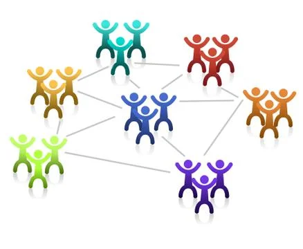 Networking teamwork graph isolated over a white background. Stock Illustration