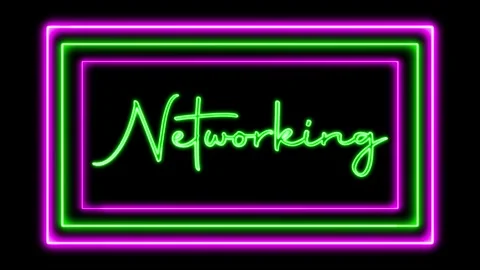 'Networking' Text Animation with Neon Glow &amp; Glowing Squares. Stock Footage 282577045