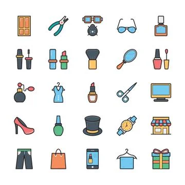 Networking, Web, Internet UI Colored Vector Icons Set Stock Illustration