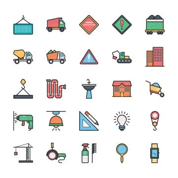 Networking, Web, Internet UI Colored Icon Set Stock Illustration