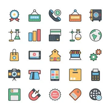 Networking, Web, User Interface and Internet Vector Icons Stock Illustration