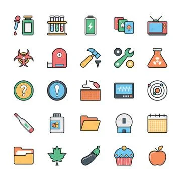 Networking, Web, User Interface and Internet Colored Icons Set Stock Illustration