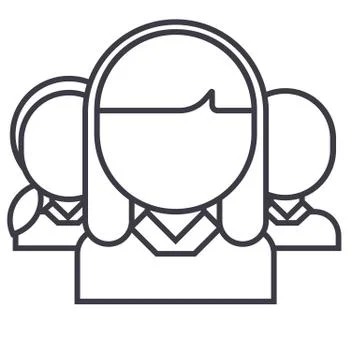 Networking woman and man vector line icon, sign, illustration on white backgr イラスト素材