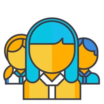 Networking woman or man flat line illustration, concept vector isolated icon 库存插图