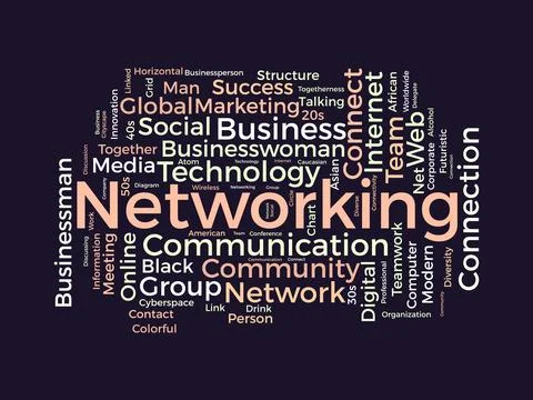Networking wordcloud template. Business concept vector background. Illustrazione stock
