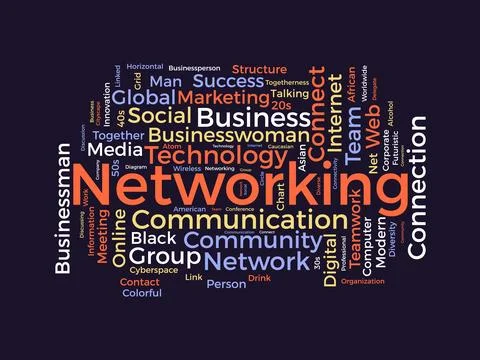 Networking wordcloud template. Business concept vector background. 스톡 일러스트