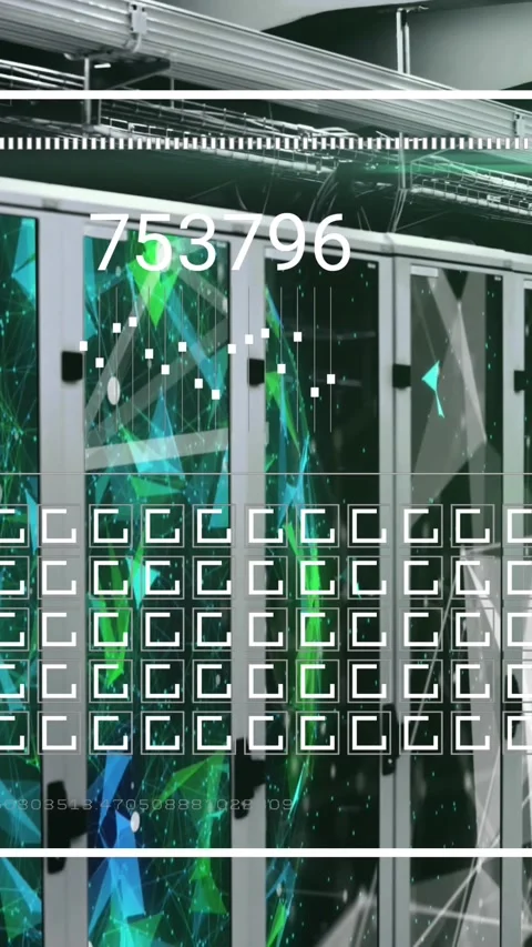 Networks and processing data over computer server room Stock Footage 344595291