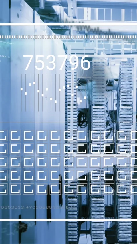 Networks and processing data over computer server room Stock Footage 344614258