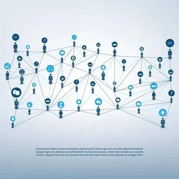 Networks - Connections - IoT, Cloud Computing, Social Media Concept Design Stock Illustration