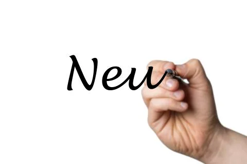 Neu written by a hand Stock Photos