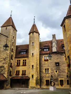 The Neuchatel castle, dated back to 12th century, is a Swiss heritage site Stock Photos