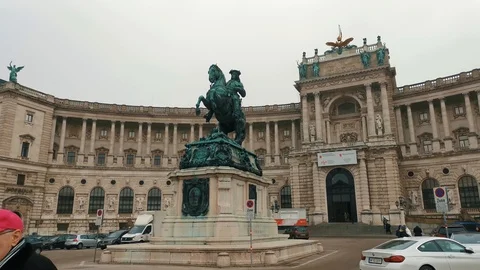 Neue Burg Museum complex part of the imperial Palace Hofburg Stock Footage 127640697