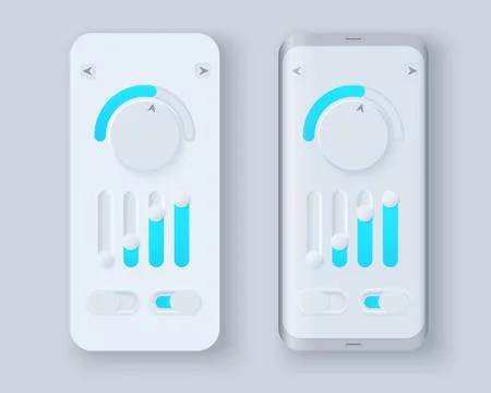 Neumorph UI kit on device screen Stock Illustration