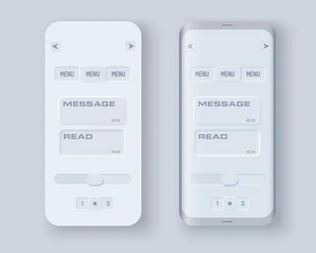 Neumorph UI kit on device screen Stock Illustration