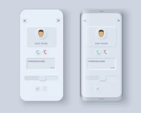 Neumorph UI kit on device screen Stock Illustration