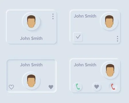 Neumorph UI kit on device screen Stock Illustration