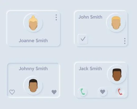Neumorph UI kit on device screen Stock Illustration