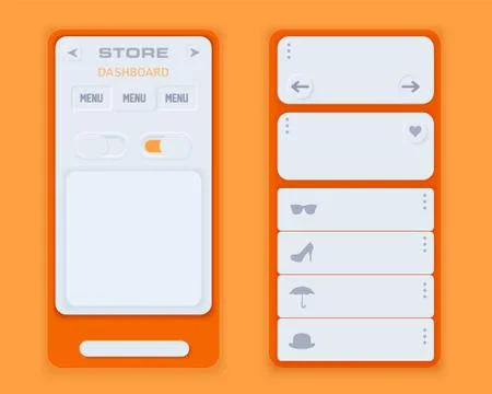 Neumorph UI kit on device screen Stock Illustration