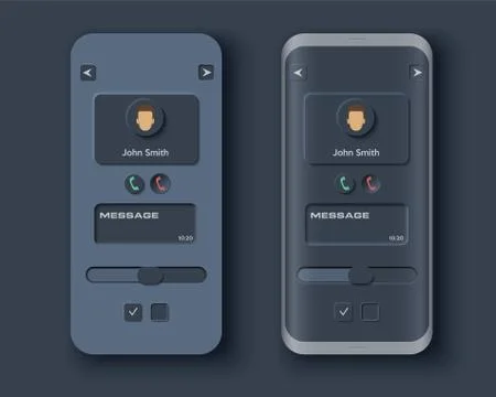 Neumorph UI kit on device screen Stock Illustration