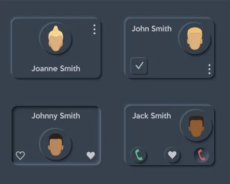 Neumorph UI kit on device screen Stock Illustration