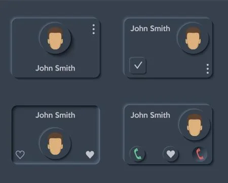 Neumorph UI kit on device screen Stock Illustration