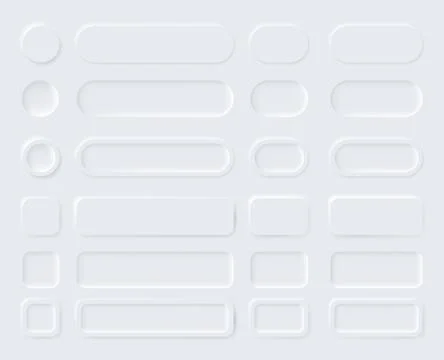 Neumorphic buttons, editable set. Simple trendy design elements UI components Stock Illustration