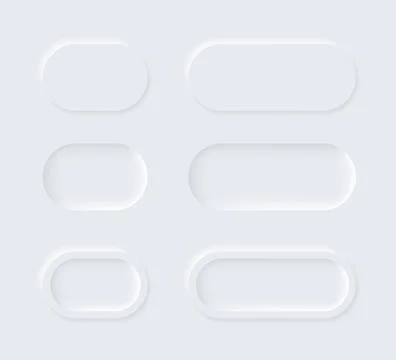 Neumorphic buttons. Simple trendy design elements UI components isolated on Illustrazione stock