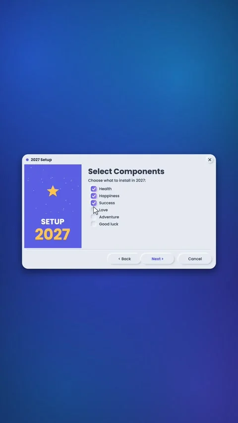 Neumorphic setup wizard installing 2027 for New Year mobile stories Stock Footage 348327210