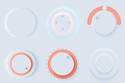 Neumorphic UI circle set Stock Illustration