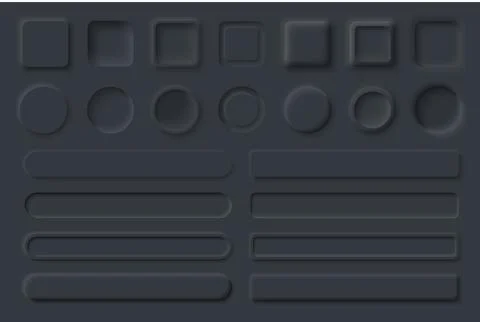 Neumorphic UI UX black user interface elements. Sliders for websites, mobil.. Stock Illustration