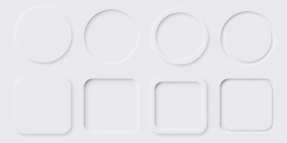 Neumorphism button design set. Neumorphic UI Design Elements. Vector illust.. Illustrazione stock