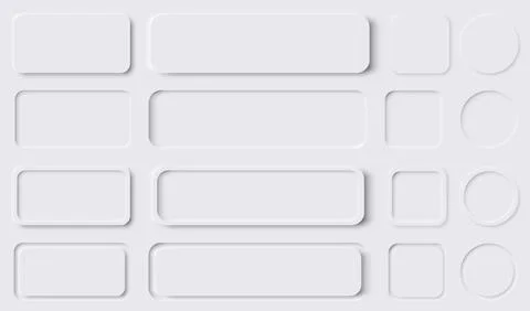 Neumorphism button design set. Neumorphic UI Design Elements. Vector illust.. Illustrazione stock