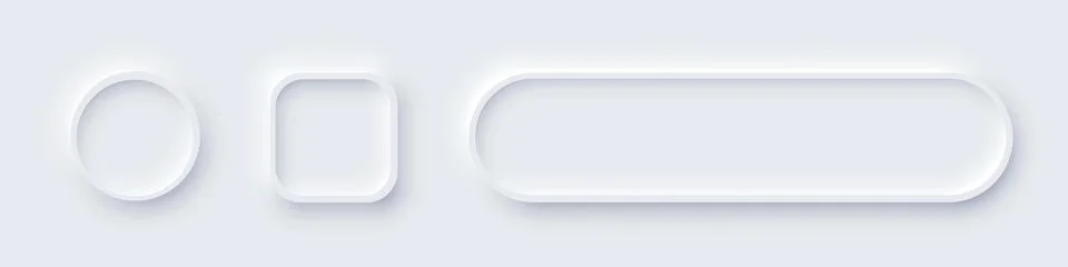 Neumorphism button design set, slider element for website, mobile app menu and Illustrazione stock