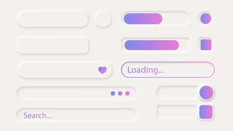 Neumorphism Button Icon Gradien Label Frame White 3d Elegant Shadow Web Vector Stock Illustration