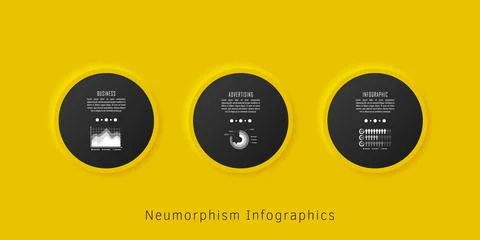 Neumorphism infographics template Stock Illustration