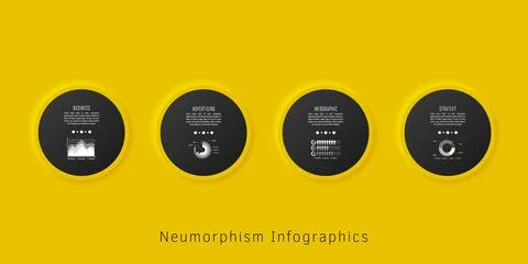 Neumorphism infographics template Stock Illustration