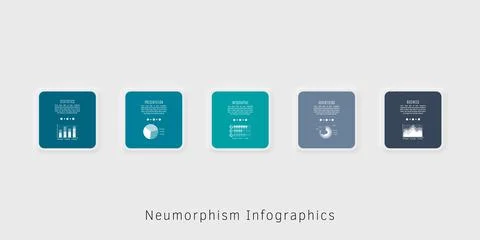 Neumorphism infographics template Stock Illustration