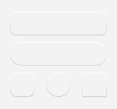 Neumorphism round square icon user interface button mockup set vector Stock Illustration