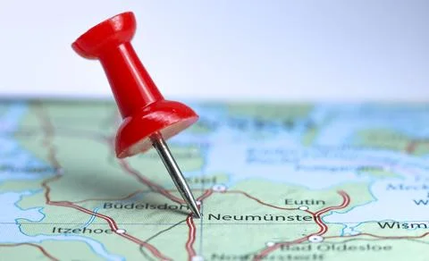 Neumunster, Germany pin on map Foto stock