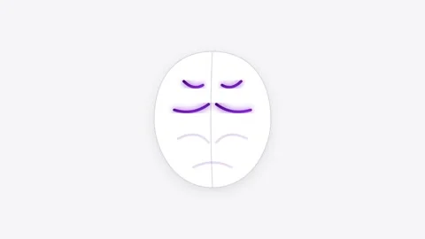 Neural Activity Visualization Brain Outline with Glowing Indigo and Purple .. Видео 346202421