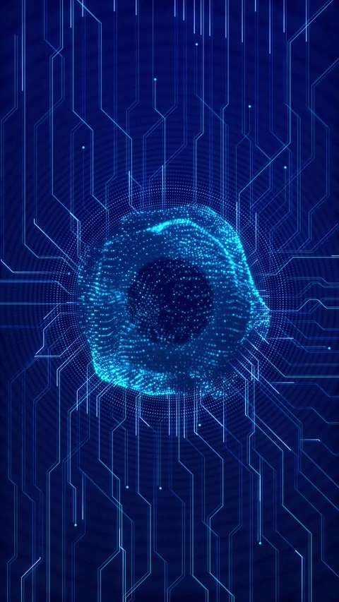 Neural AI Brain Processor with Futuristic Electronic Circuits Video stock 341376311