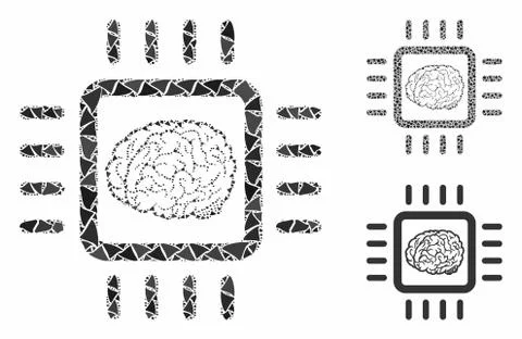 Neural chip Composition Icon of Rugged Items Stock Illustration