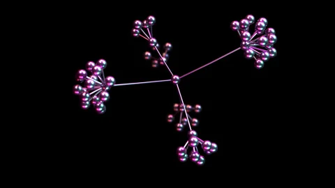 Neural cluster with connected particles and biological cell network structure Stock Footage 335479425