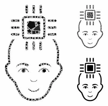 Neural computer interface Composition Icon of Abrupt Items 库存插图