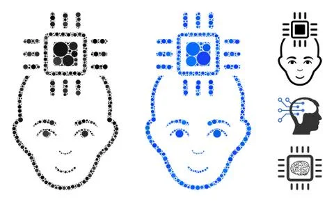 Neural Computer Interface Composition Icon of Circles Stock Illustration