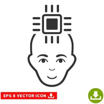 Neural Computer Interface EPS Vector Icon Stock Illustration