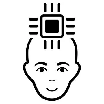 Neural Computer Interface Flat Vector Icon 스톡 일러스트