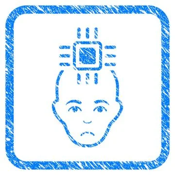 Neural Computer Interface Framed Stamp Illustrazione stock