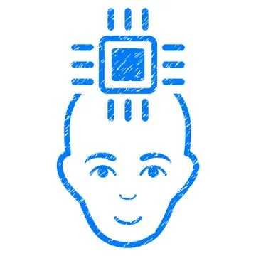 Neural Computer Interface Grainy Texture Icon Stock Illustration