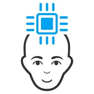 Neural Computer Interface Icon 스톡 일러스트